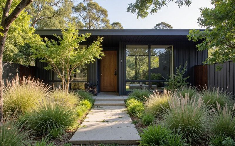 Beautiful native Australian garden in Melbourne featuring drought tolerant plants ornamental grasses and sustainable design