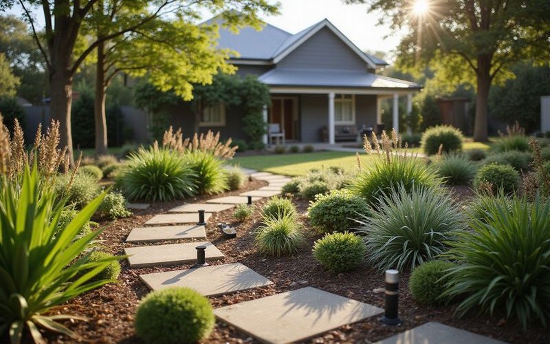 Drip irrigation system installation showing quality components and efficient water delivery to Melbourne garden beds
