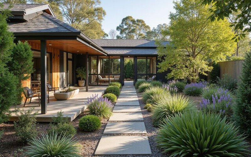 Drought tolerant garden in Melbourne featuring water-wise plants that thrive through summer heat and dry conditions
