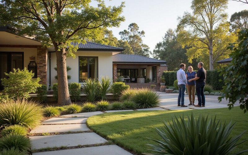 Homeowner meeting with landscape designer to discuss project requirements experience and design approach