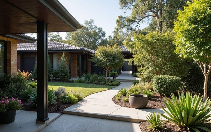 Homeowner reviewing garden design options comparing DIY approach with professional landscape design services