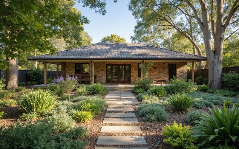 Native Australian plants in Melbourne garden providing habitat for wildlife and requiring minimal water