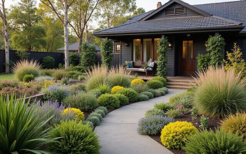 Native planting palette showing Correa Westringia Lomandra and Grevillea species for Melbourne gardens