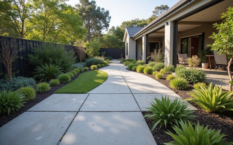 Natural stone paving options showing bluestone sandstone and granite in Melbourne garden applications