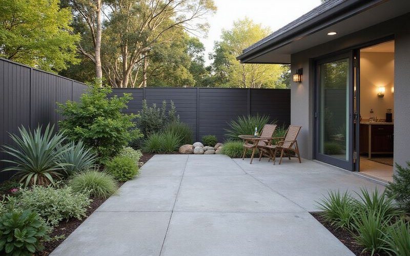 Porcelain paving in Melbourne outdoor area showing large format tiles and contemporary styling